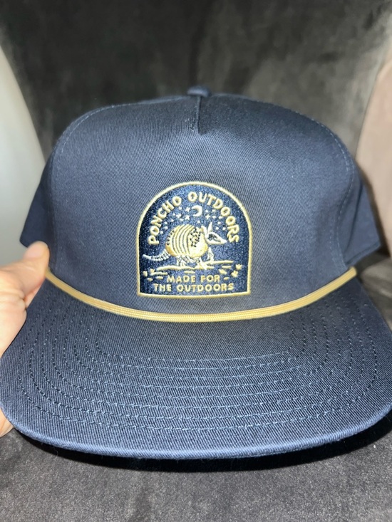 Poncho Outdoors Other - Poncho Outdoors Navy Snapback Armadillo Rope Hat with Gold Accent